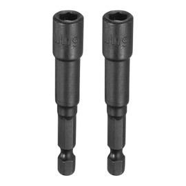 HARFINGTON 2pcs Magnetic Nut Driver 6mm Hex Drive Socket CR-V Steel Power Screw Drill Bits Socket Wrench Tools with 1/4" Quick Change Hex Shank for Power Drills Impact Drivers, Black
