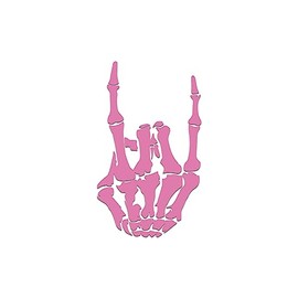 Skeleton Devil Horns Hand Vinyl Decal Notebook Car Laptop 3.25" x 5.5" (Soft Pink)
