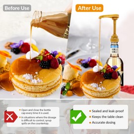 4-Pack Coffee Syrup Pump Dispenser Kit - Gold Leak-Proof Pumps for Torani/Davinci/Jordan's 25.4oz Bottles, Drip-Free Kitchen & Bar Accessories for Coffee, Cocktails, Honey, Smoothies