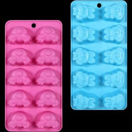 2pcs-Novelty Easter BUNNY HEAD & TAIL ICE TRAYS MOLDS Candy Birthday Party Craft