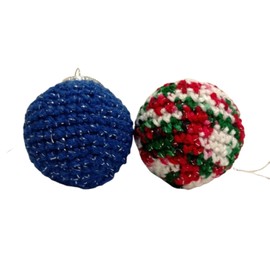 Christmas Ornaments (SET of 6) Decorations Multiple Colors Sparkle Crochet Handmade