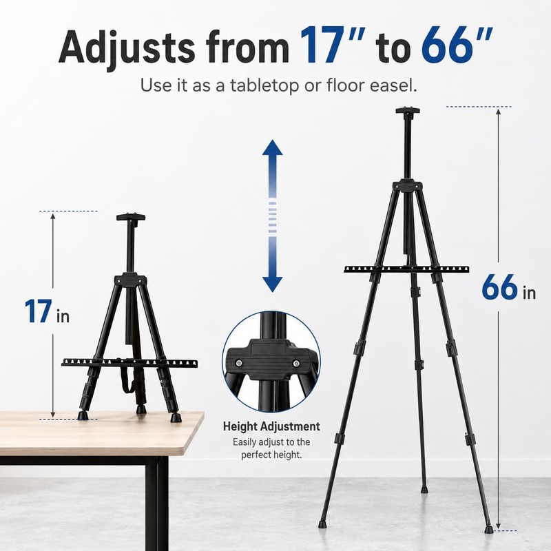 RRFTOK 17-66 Inch Adjustable Art Easel Stand for Painting and