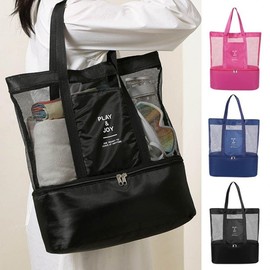 Waterproof Dry-Wet Separation Mesh Bag for Swimming, Gym, Picnic, and Bathhouses Water Black