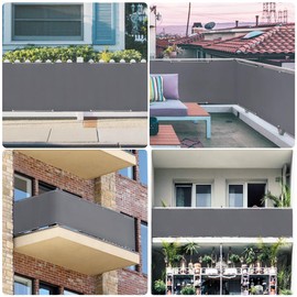 Sekey Balcony Privacy Screen, Balcony Cover, Balcony Cladding, Opaque, Wind and UV Protection, 100% Privacy with Eyelets, Nylon Cable Ties and Cord, 75 x 500 cm, Anthracite