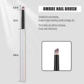 WOKOTO 5 Pcs Oblique-Shaped Nail Ombre Brush For Nails Art Gradient Design Painting Brush With Aurora Color Penholder For Nails Design Brushes For Gel Ombre Nails Art Brushes Manicure Tools