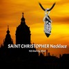 YAFEINI St Christopher Necklace Mens Sterling Silver Crystal Necklace Jewelry