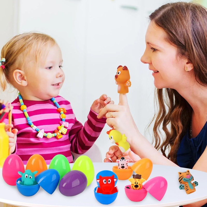 12 pcs Easter Eggs Filled with Finger Puppets for Easter