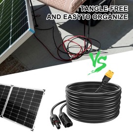 JXMXRPV 12AWG 10Ft Solar to XT60i Extension Cable, Tool-Free Solar Connector to XT60i-F Adapter,Solar Panel Cable to LiFePO4 Battery RV Portable Power Station Solar Generator (10FT, XT60i)