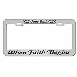 Christian License Plate Frame Fear Ends When Faith Begins Christian Gifts for Women Novelty License Plate Frame Chrome