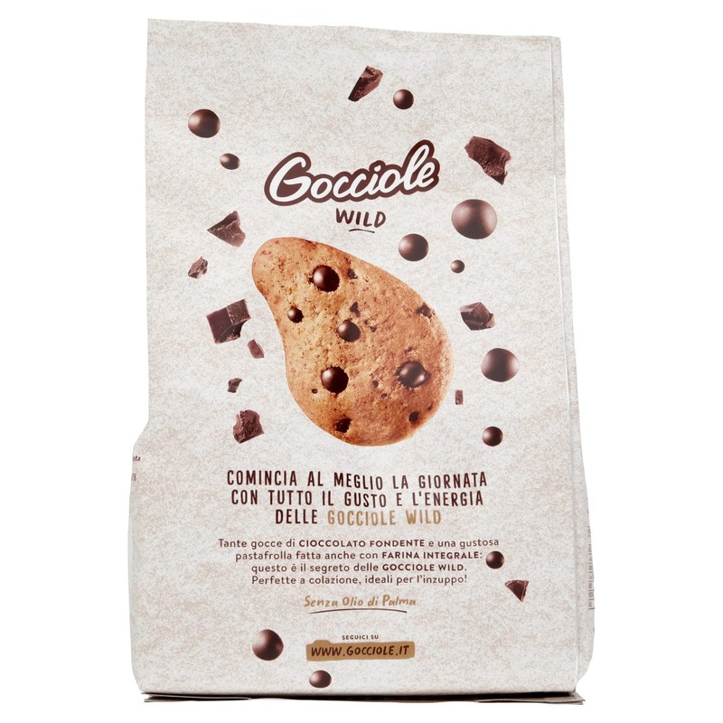 Pavesi Biscotti Gocciole Cioccolato Wild Integrali, Biscotti da Colazione -