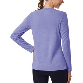 MAGCOMSEN Women's SPF Shirts for Women Long Sleeve Moisture Wicking Quick Dry Lightweight Running Hiking Athletic Tee Tops Light Purple, S