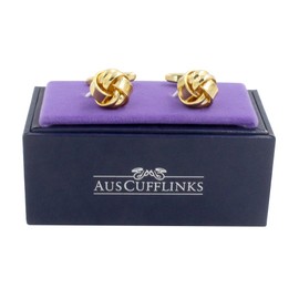 AUSCUFFLINKS Oro Gemelos de Nudo | Gemelos de Oro Boda | Regalo Hombres | 5 yr garantía