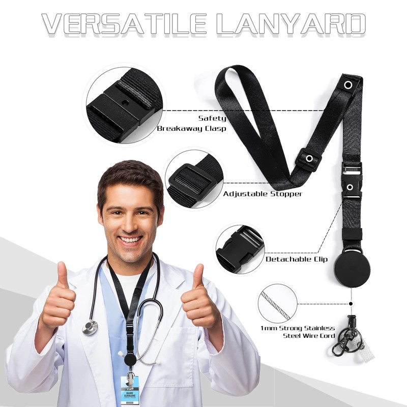 DELSWIN Heavy Duty Retractable Lanyard - Breakaway Lanyards for ID