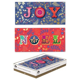 Tallon Festive Wonderland XCA0218 Luxury Slim Christmas Xmas Cards, Box of 12, Joy/Noel