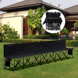 Yaheetech Portable 8 Seats Sports Bench Sits Team Sideline Bench Outdoor Waterproof w/Side Bag Black