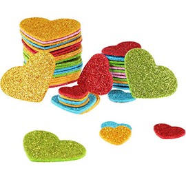 Zhehao Heart Foam Stickers Self Adhesive Valentine's Day Heart Shape Stickers Glitter Colorful Decals Decorative for Craft Wedding DIY Card Making Supplies, Assorted Sizes