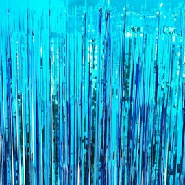 1M*2M Ocean Blue Foil Fringe Tinsel Shimmer Curtain Door For Wedding Birthday Party DECORATIONS