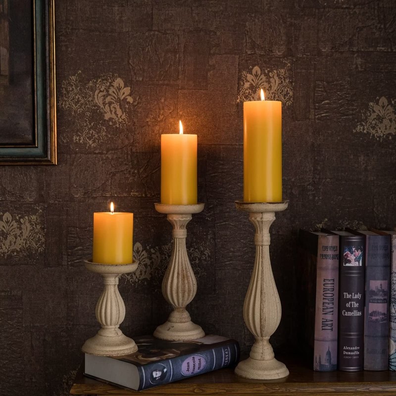MOZEAL 3" x 6" Hand-Poured Unscented Candle,Dripless Pillar Candle Set