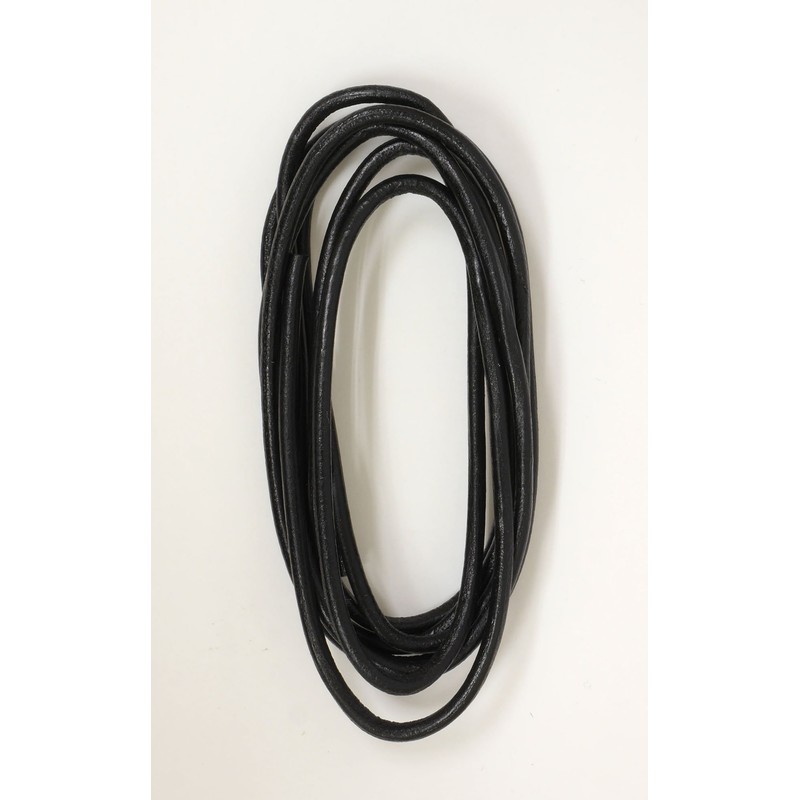 Marchen Art Round Leather Cord 3mm Col.509 Black 1.5m