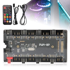 ARGB & PWM HUB 12V 4 Pin Case Fan Hub With Motherboard RGB Sync, PWM Function Remote Control Fan Motherboard Control System
