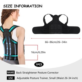 Back Brace and Posture Corrector for Women and Men, Back Straightener Posture Corrector, Scoliosis and Hunchback Correction Back Pain Spine Adjustable Corrector(Black,L,Waist 26-34 inch)