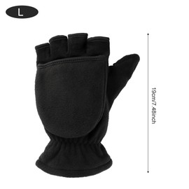 Winter Gloves, 1 Pair Winter Warm Gloves, Fingerless Polar Fleece Gloves, Mittens, Fingerless Warm Gloves, Windproof Gloves with Flip Cover for Men and Women, black
