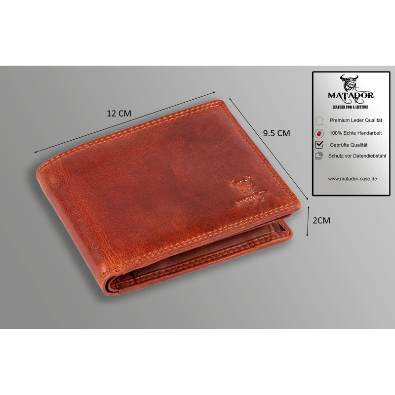 MATADOR® Men's Wallet with TÜV-Approved RFID/NFC Protection, Vintage Brown, Vintage