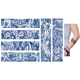 6 Sheets Temporary Bracelet Tattoo Japan Tattoo Oni Mask Tattoo Semi-Permanent Tattoos Long Lasting Tattoos