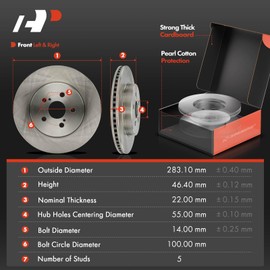 A-Premium Front Vented and Rear Solid Disc Brake Rotors + Ceramic Pads Kit Compatible with Select Toyota Models - Corolla 2019 2020 2021 2022, 12-PC Set