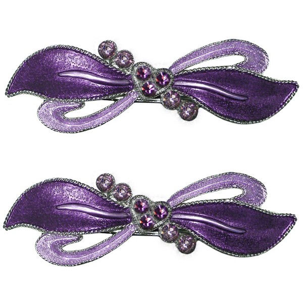 JCGY Pair of Barrettes Sweetheart On a Ribbon Hairbow French