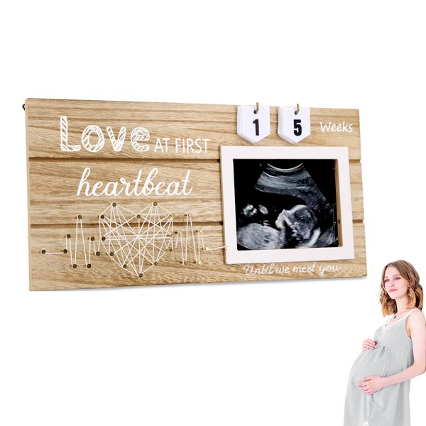 Baby Scan Photo Frames with 44 Week Countdown Calendar, Wooden