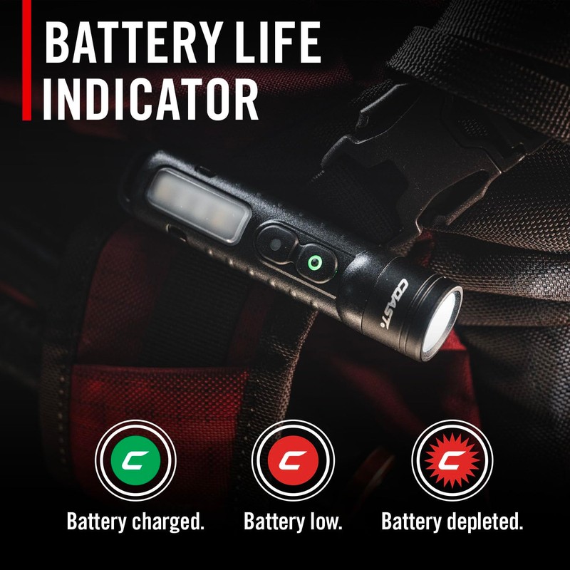 Coast KL30R 500 Lumen Rechargeable LED Pocket Flashlight with UV