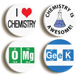 CHEMISTRY AWESOME SCHOOL SCIENCE BADGE BUTTON PIN SET (Size is 1inch/25mm diameter)