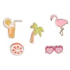 Flamingo Palm Trees Cocktail Sunlight Pin Brooch 5 Piece Set,
