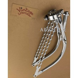VINTAGE LOWRIDER 20" SPRING FORK 1 INCH IN CHROME W/ DOUBLE FLAT TWISTED BARS.