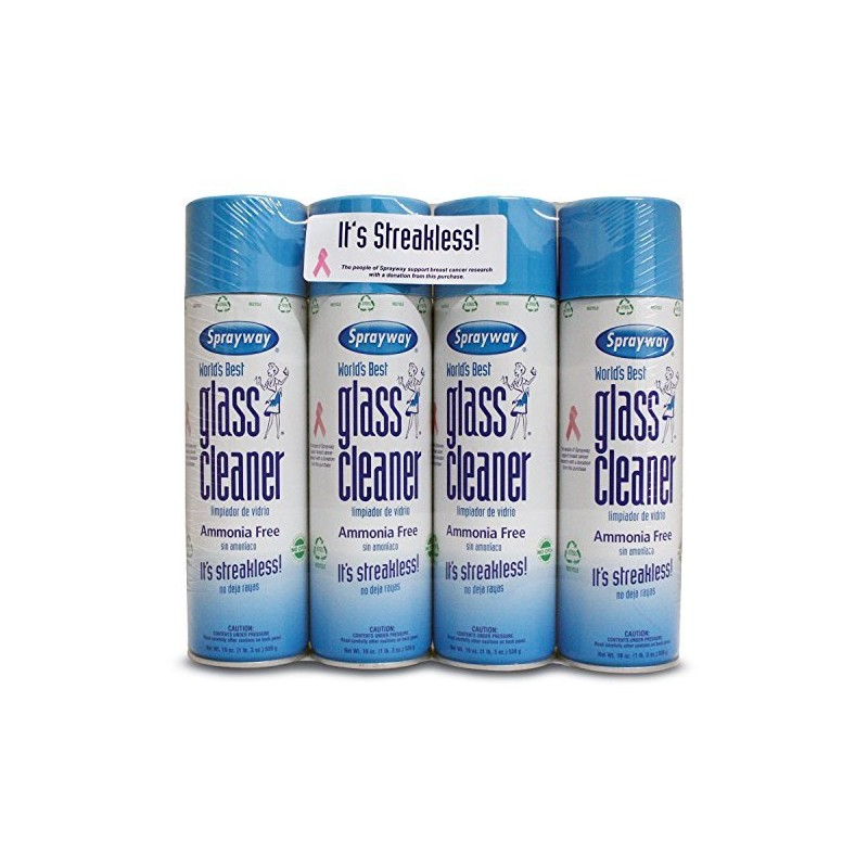 Sprayway 443331 Ammonia Free Glass Cleaner, 19 Oz. (4-Pack) (Packaging