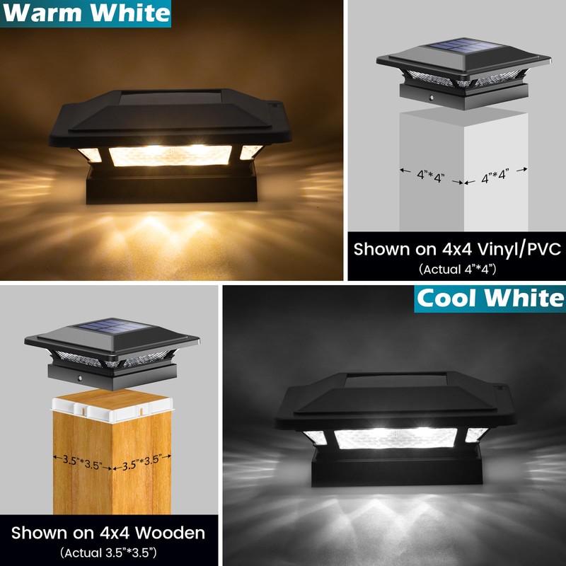 SIEDiNLAR Solar Post Cap Lights 16 LEDs 2 Modes 3.5x3.5