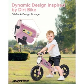RIDYEE Kids Balance Bike 2 Year Old, Toddler Balance Bikes for 2 to 5 Year with Adjustable Shock-Absorbing Seat, Balance Bike 3 Year Old, DIY Stickers, Handlebar Pad, Limited Steering, Pink