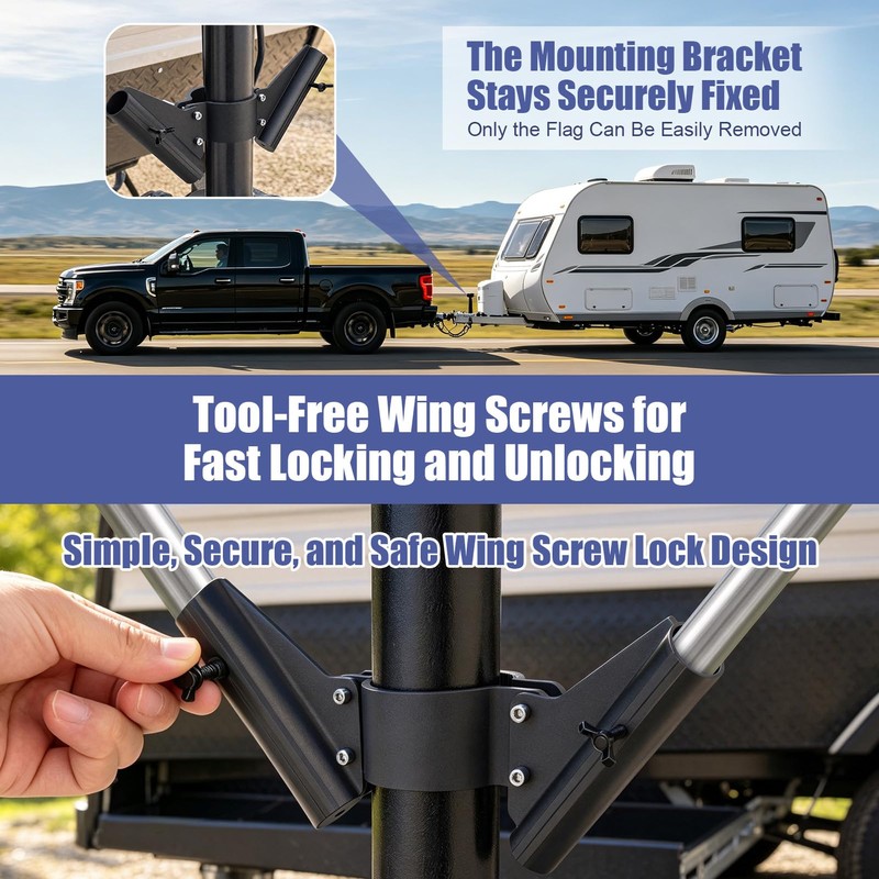 WODHMIEY RV Flag Pole Holder 3-in-1 Magnetic Suction Cup Hitch