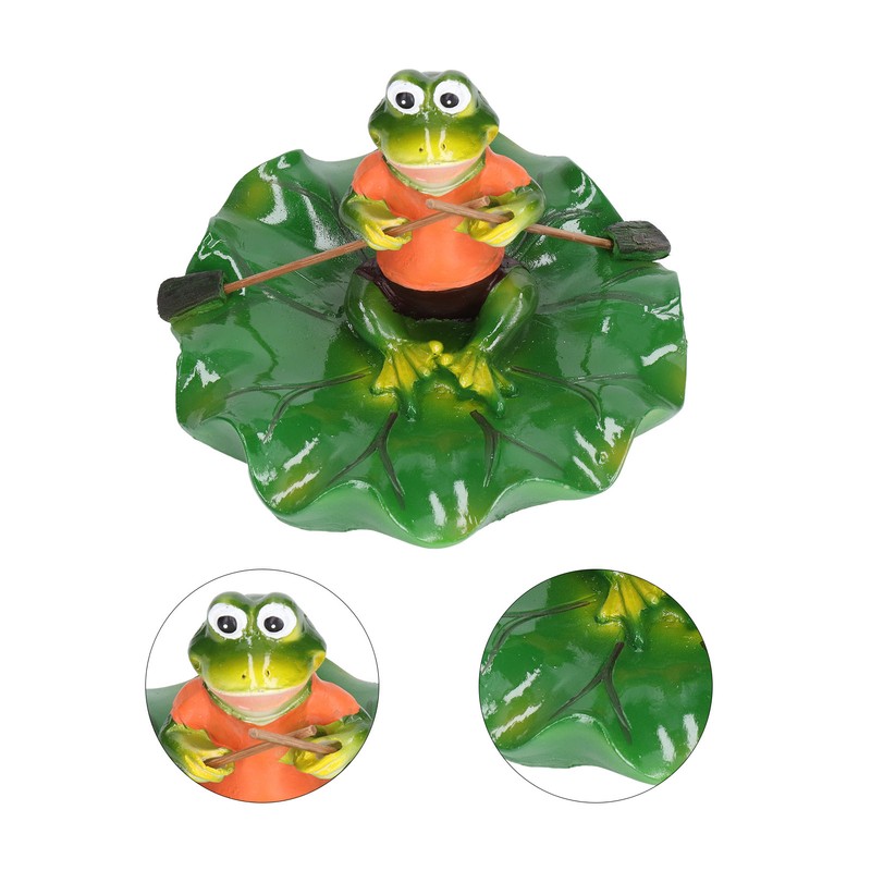 Simulation Resin Floating Lotus Leaf Frogs Ornament Fish Pond Fountain