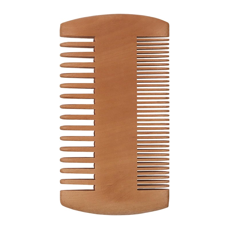 Pearwood Beard Comb, Wooden Beard Comb for Men with Leather