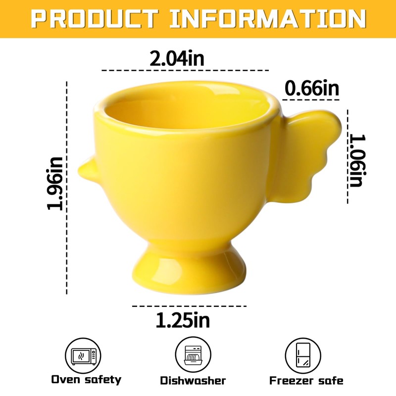 Egg Cup Set of 4,Ceramic Cute Chick Egg Cups, Funny