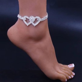 Prosy Beach Star Butterfly Crystal Anklets Silver Ankle Bracelet Love Heart Summer Foot Jewelry Accessories for Women and Girls (D)