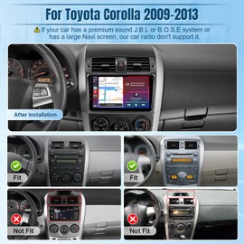 Naifay Android Car Sereo for Toyota Corolla 2009 2010 2011 2012 2013 Radio, 9inch Touch Screen for Corolla Car Stereo with Carplay Android Auto Bluetooth WiFi GPS SWC Backup Camera