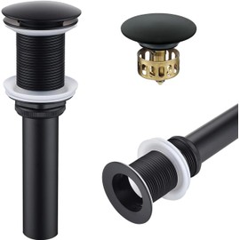 SOZOMO Tapón de Drenaje Desplegable de Acero Inoxidable,Desagüe de Pileta,Desagüe Desplegable,Tapón de Desagüe para Lavabo de Baño,Conjunto de Drenaje para Fregadero,para Sin Desbordamiento (Negro)
