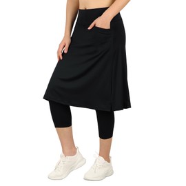 BELE ROY Athletic Skirt with Leggings Tennis Skirted Legging for Women with Pockets(7Black,M)