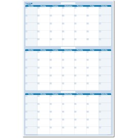 36" x 24" Sky Blue Vertical 90-Day Task, Goals and Objective Erasable Calendar - Large Wall Planner for Home, Office, School - Ideal for Scheduling, Budget Organization - Complete with fine tip dry-erase marker and eraser