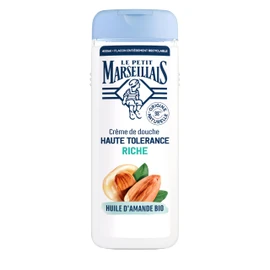 Le Petit Marseillais Shower Cream with High Tolerance, Rich Organic Almond Oil (400 ml Bottle) - 98% Ingredients of Natural Origin - Shower Gel for Very Dry and Sensitive Skin