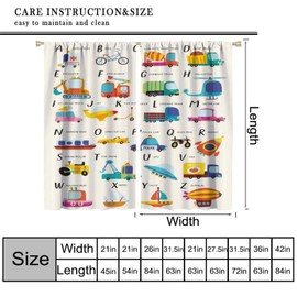 Djaby - Cortina para niños, diseño de dibujos animados, divertido ABC, herramientas educativas, para transporte, para decoración de ventanas para habitación de bebé, niños, recámara, sala de estar, 42