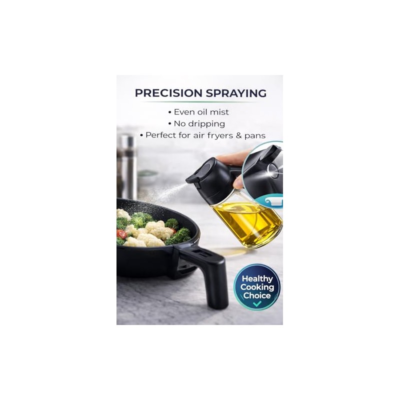 2-Pack Olive Oil Sprayer Set - Glass Oil Mister for